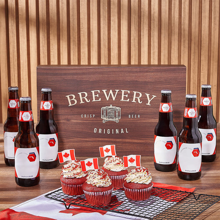 Canada Day Brew & Cupcake Gift, beer gift, beer, canada day gift, canada day, cupcake gift, cupcake, Hamilton delivery