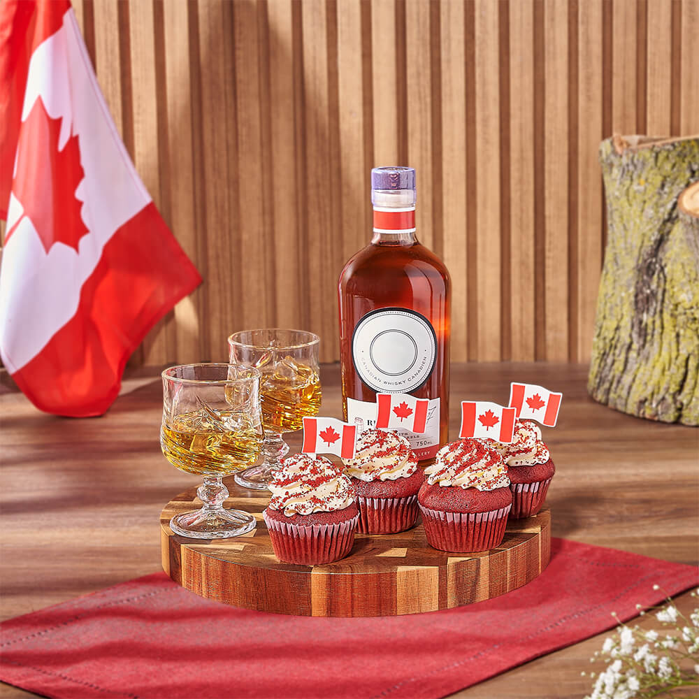 Canada Day Spirits &amp; Cupcake Gift Board, canada day gift, canada day, liquor gift, liquor, cupcake gift, cupcake, Hamilton delivery