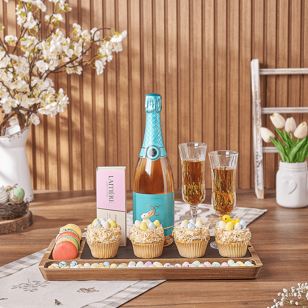 Champagne &amp; Easter Cupcake Serving Gift, sparkling wine gift, sparkling wine, champagne gift, champagne, easter gift, easter, Hamilton delivery