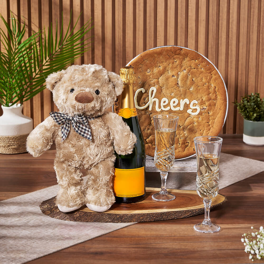 Sparkling Wine Basket with Cookie – how the gift is presented
