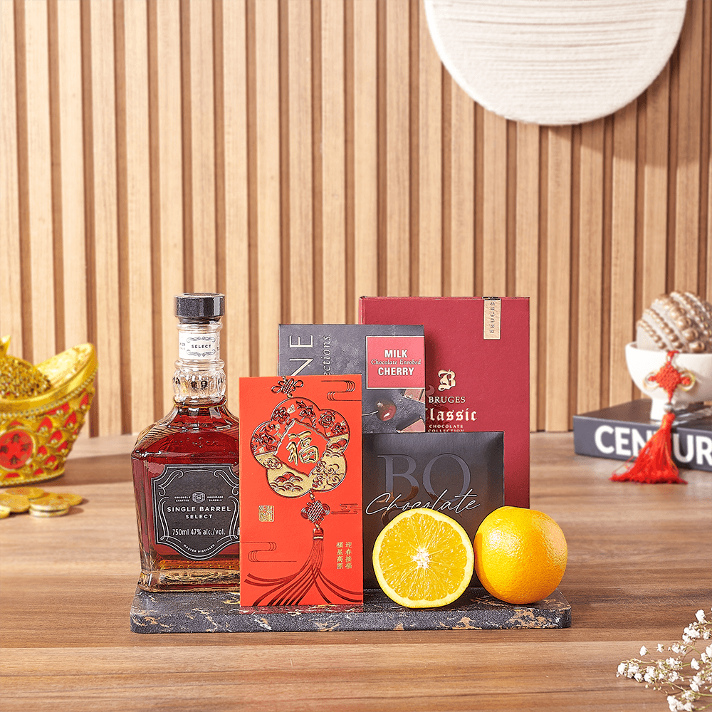 Whiskey and Chocolate Chinese New Year – how the gift is presented