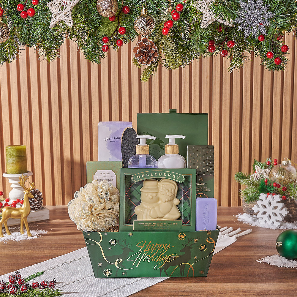 Christmas Market Spa and Treat Tray – how the gift is presented