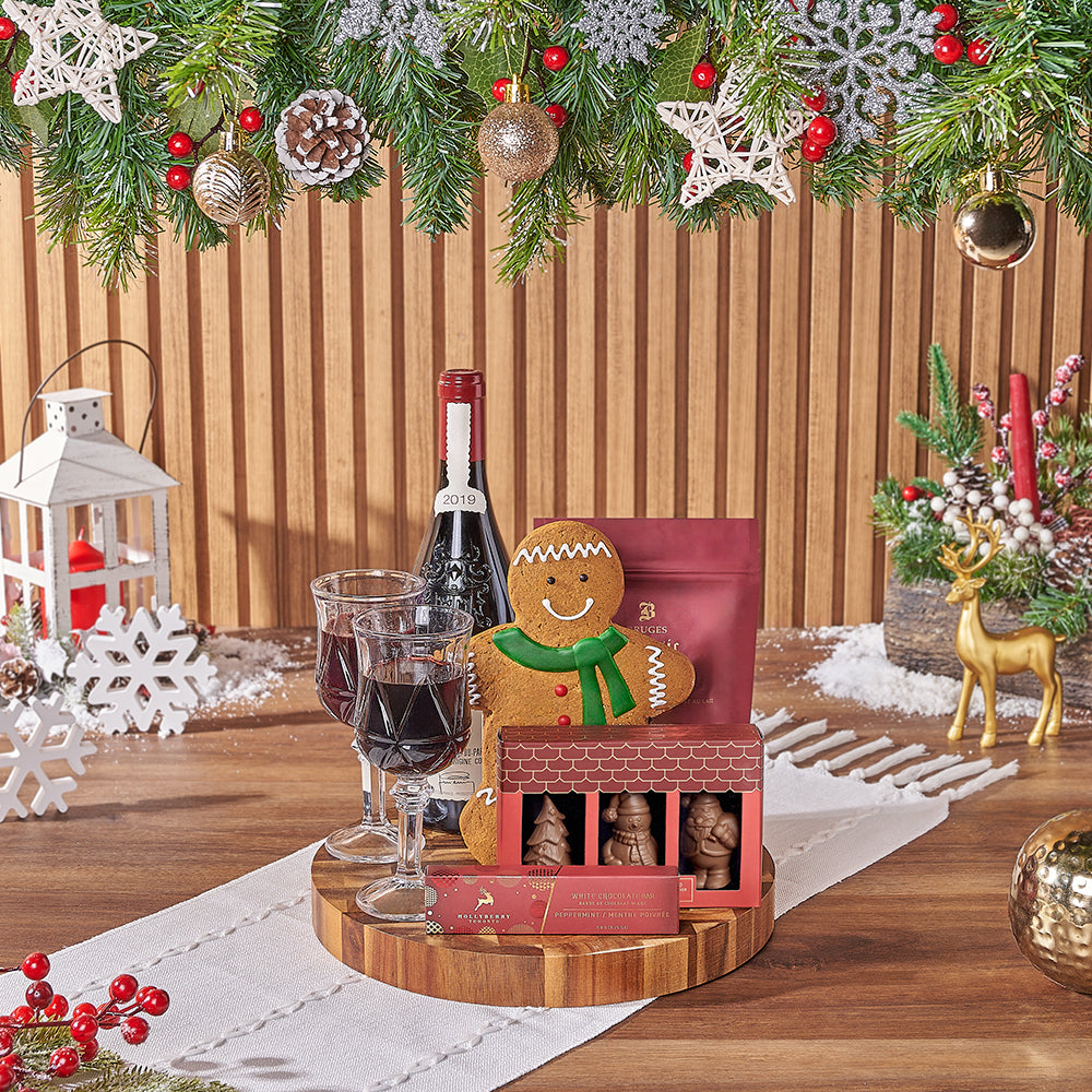 Christmas Wine &amp; Cookie Board, christmas gift, christmas, wine gift, wine, cookie gift, cookie, chocolate gift, chocolate, Hamilton delivery