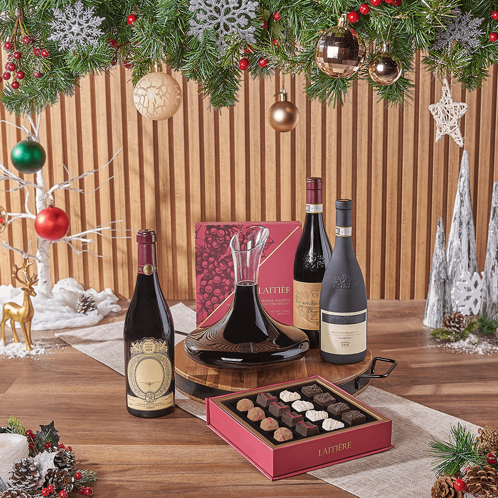 Christmas Wine &amp; Decanter Gift, christmas gift, christmas, wine gift, wine, holiday gift, holiday, decanter gift, decanter, chocolate gift, chocolate, Hamilton delivery