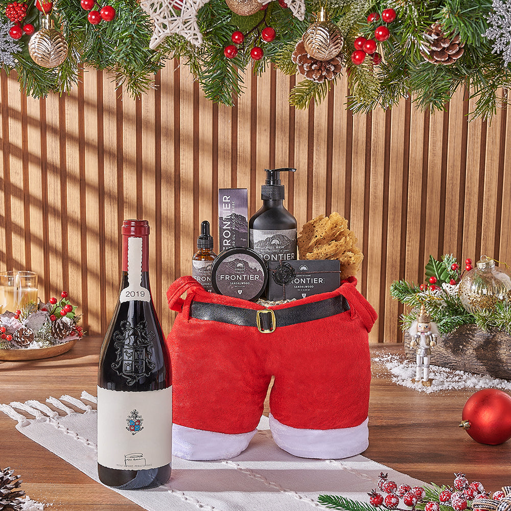 Christmas Wine &amp; Spa Gift Bag, wine gift, wine, spa gift, spa, men's spa gift, men's spa, Christmas gift, Christmas, Hamilton delivery