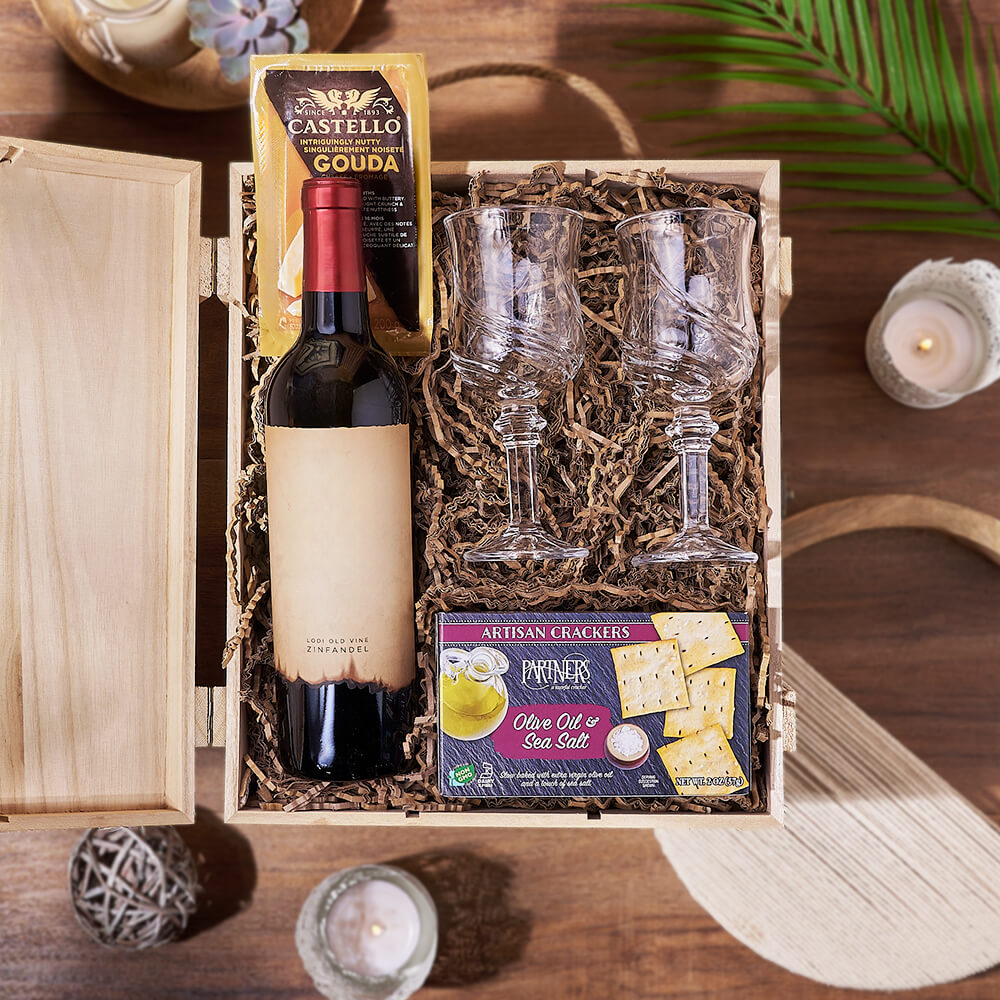 Classic Wine &amp; Cheese Crate, wine gift, wine, cheese gift, cheese, Hamilton delivery