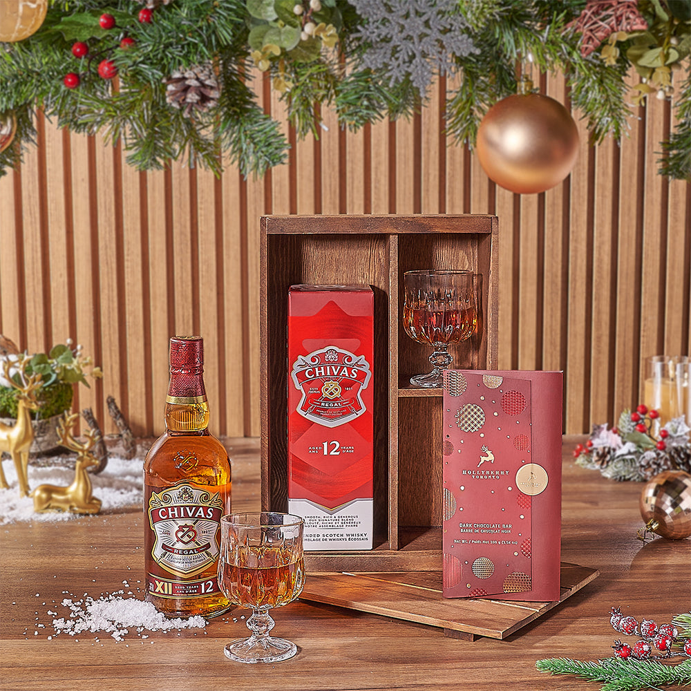 Holiday Whiskey Gift Box with Chocolate – how the gift is presented