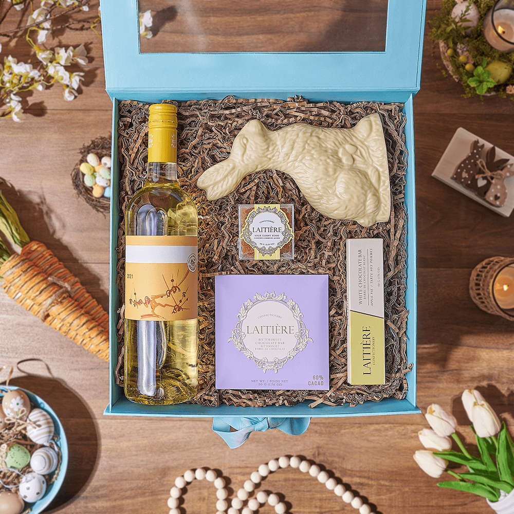 Easter Bunny & Wine Gift Box, wine gift, wine, chocolate gift, chocolate, easter gift, easter, Hamilton delivery