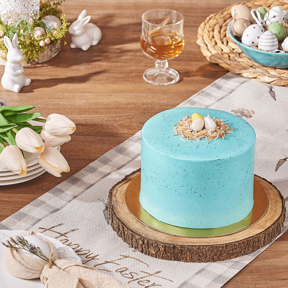 6 Inch Buttercream Frosted Easter Cake with Candy Egg Topping – how the gift is presented