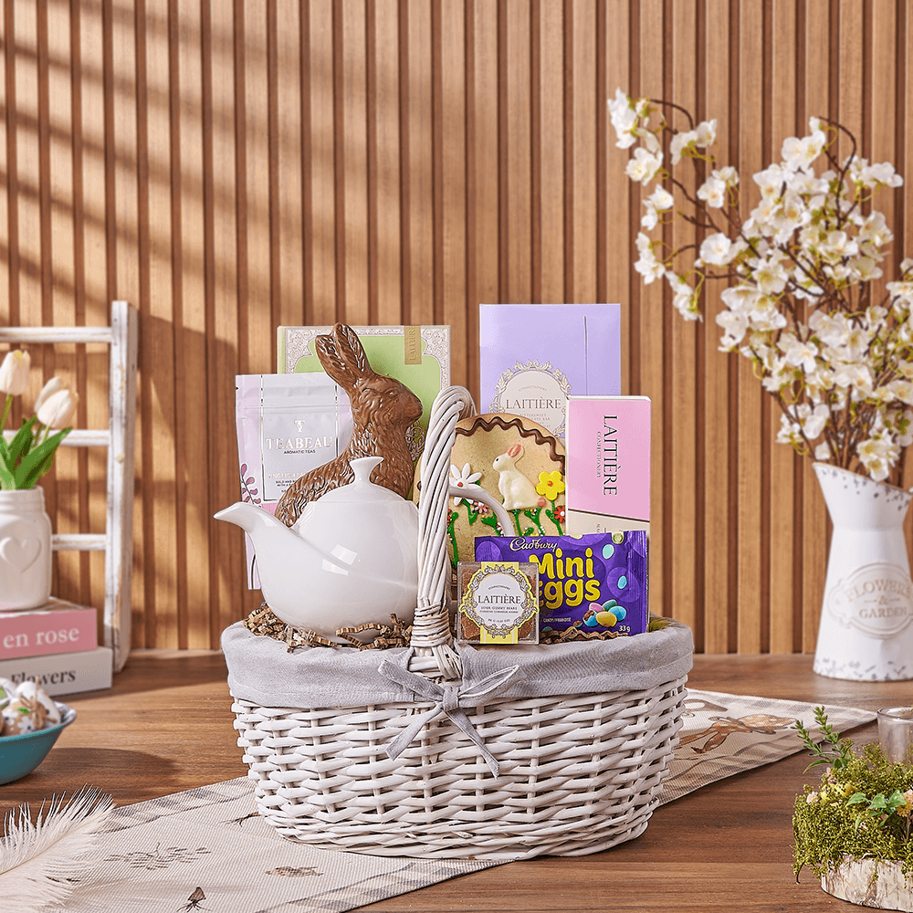Easter Tea Party Gift Basket, tea gift, tea, chocolate gift, chocolate, easter gift, easter, easter basket, Hamilton delivery