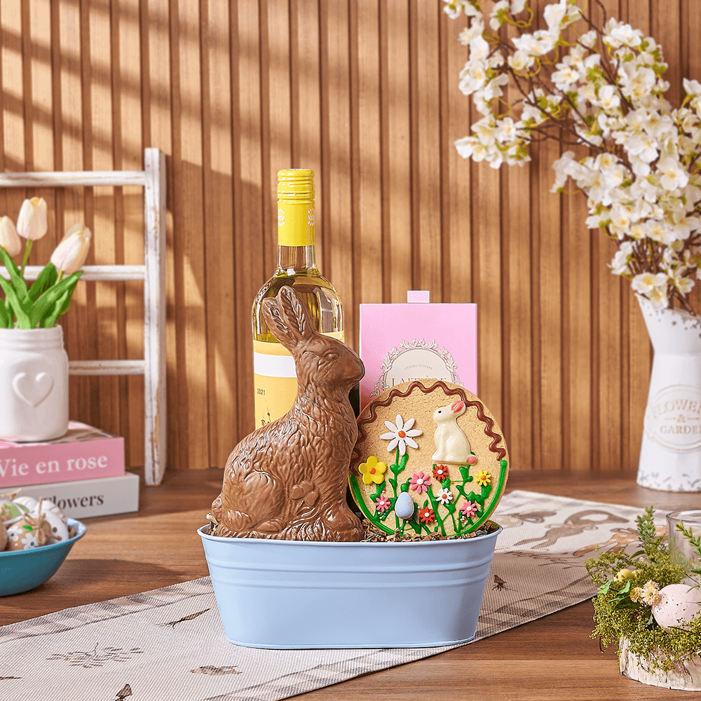 Easter Wine &amp; Chocolate Bunny Gift, wine gift, wine, chocolate gift, chocolate, easter gift, easter, Hamilton delivery