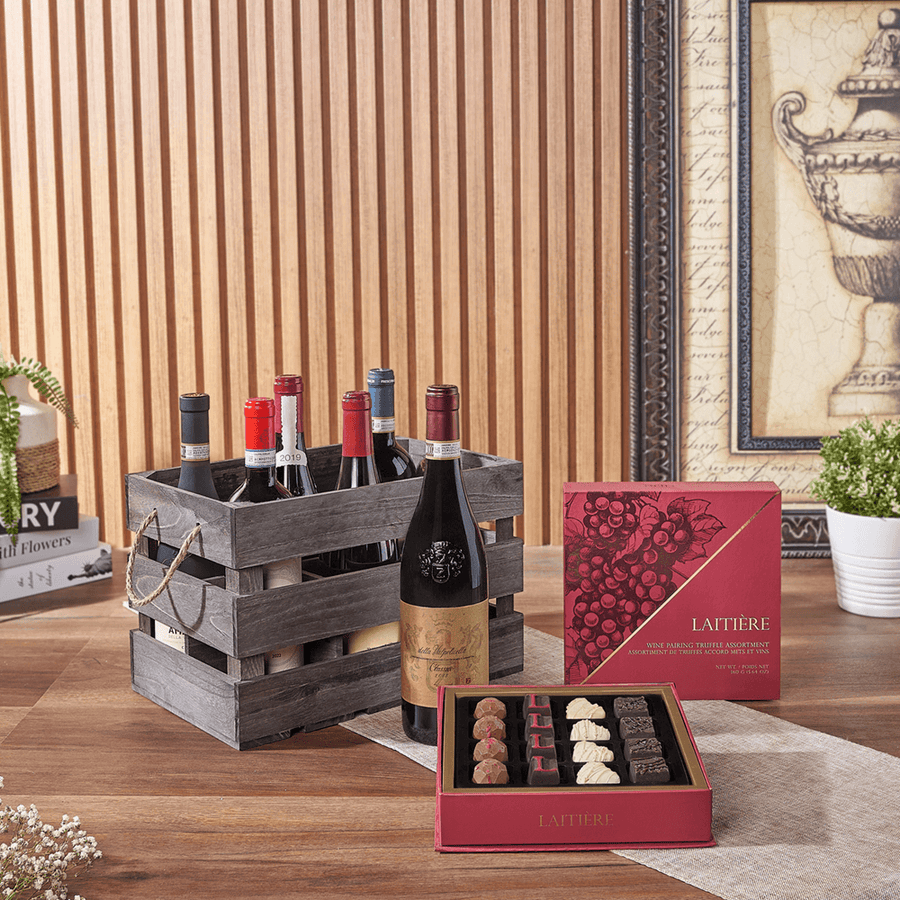 Exceptional Wine Gift Crate - Table Wines, wine gift, wine, chocolate gift, chocolate, luxury gift, luxury, Hamilton delivery