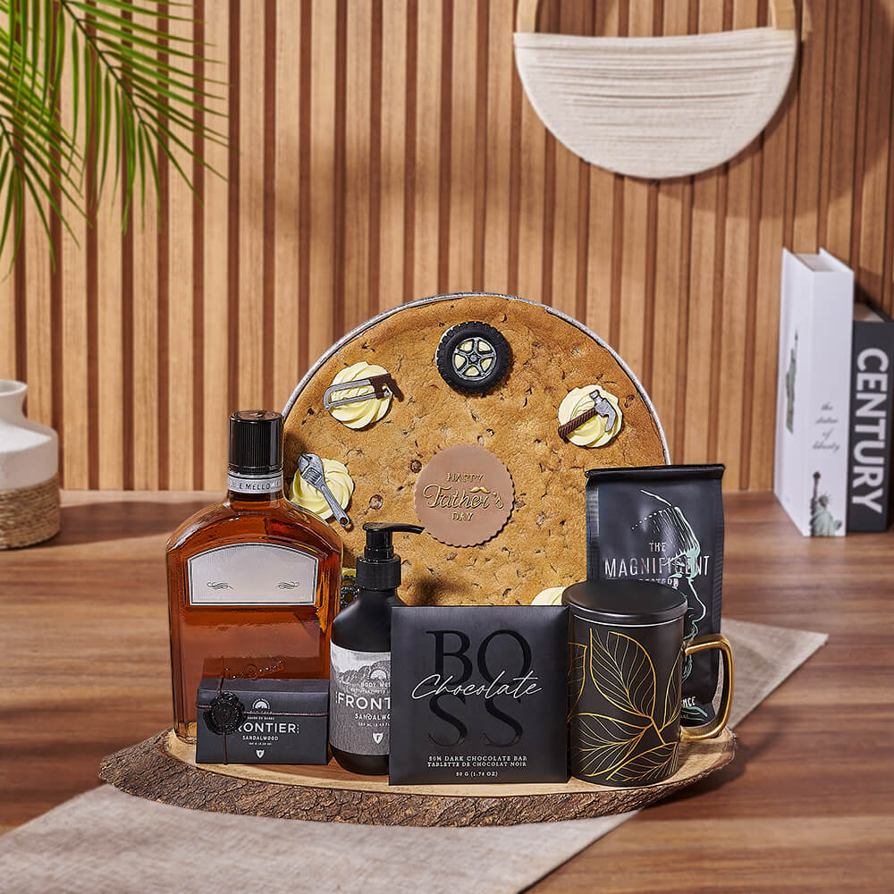 Whiskey and Chocolate Father's Day Basket – how the gift is presented