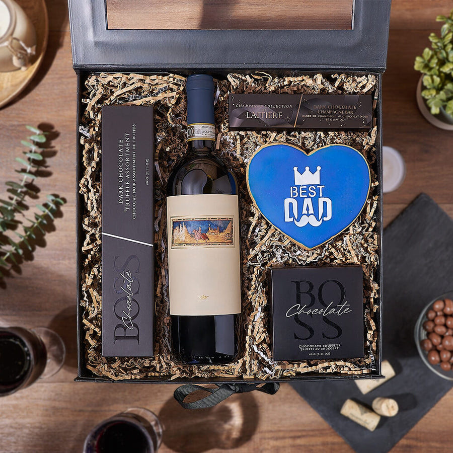 Father’s Day Wine & Sweets Box, wine gift, wine, chocolate gift, chocolate, fathers day gift, fathers day, Hamilton delivery