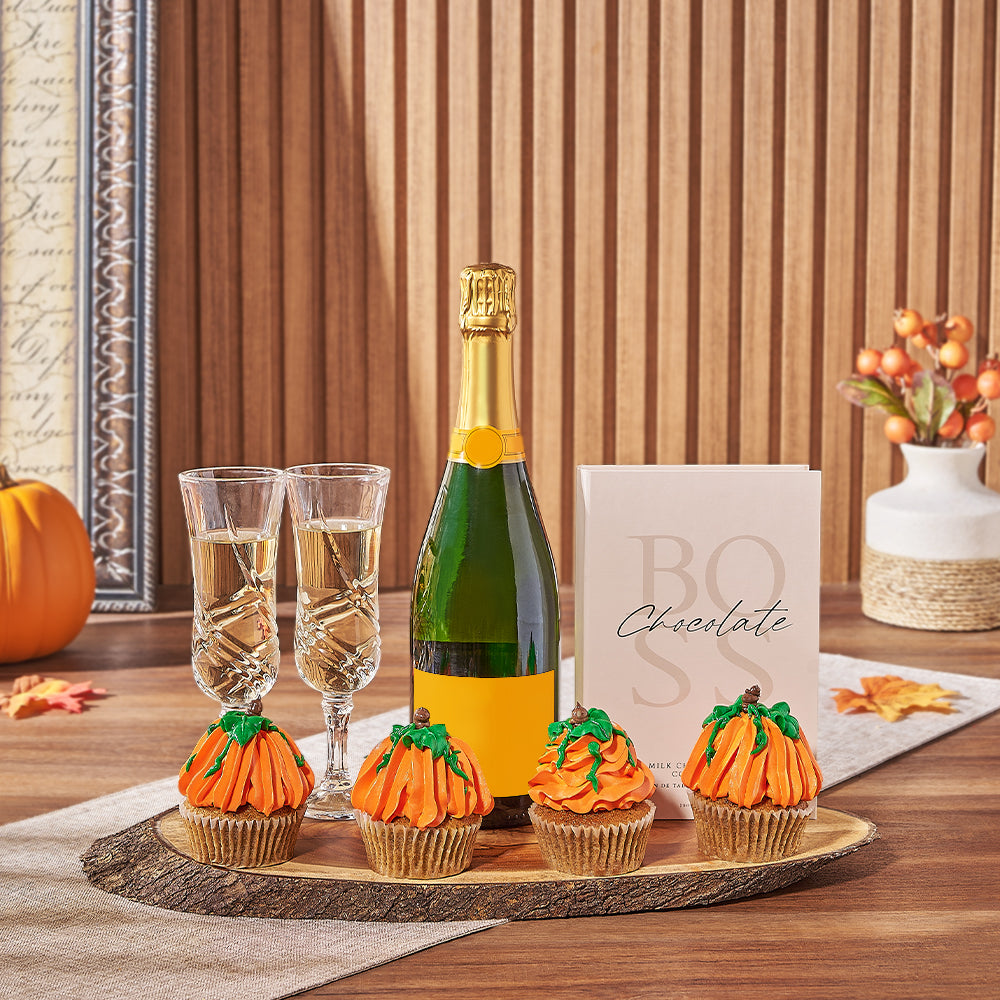Pumpkin Spice and Sparkling Wine Gift – how the gift is presented