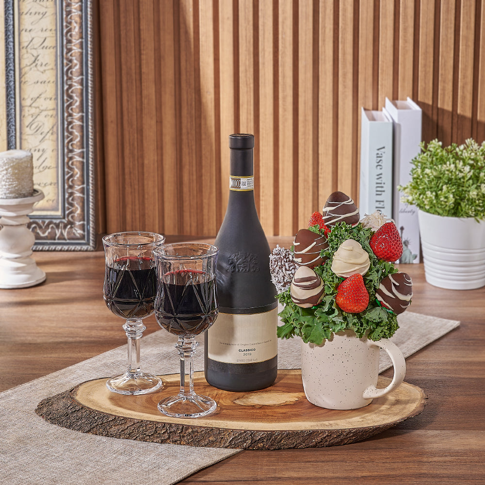 Fresh Chocolate Strawberry Mug &amp; Wine Gift, wine gift, wine, chocolate dipped strawberry gift, chocolate dipped strawberry, Hamilton delivery