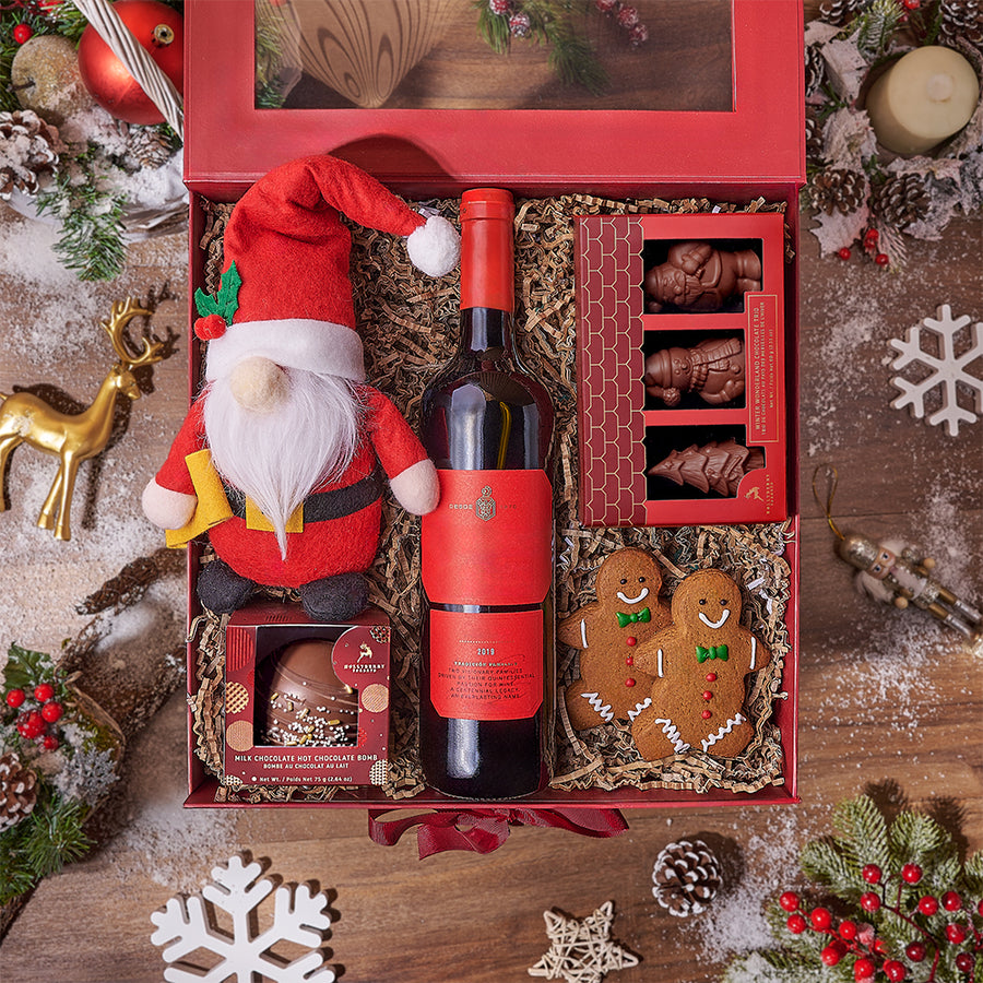 Gingerbread Man & Wine Gift Set, wine gift, wine, chocolate gift, chocolate, christmas gift, christmas, Hamilton  delivery