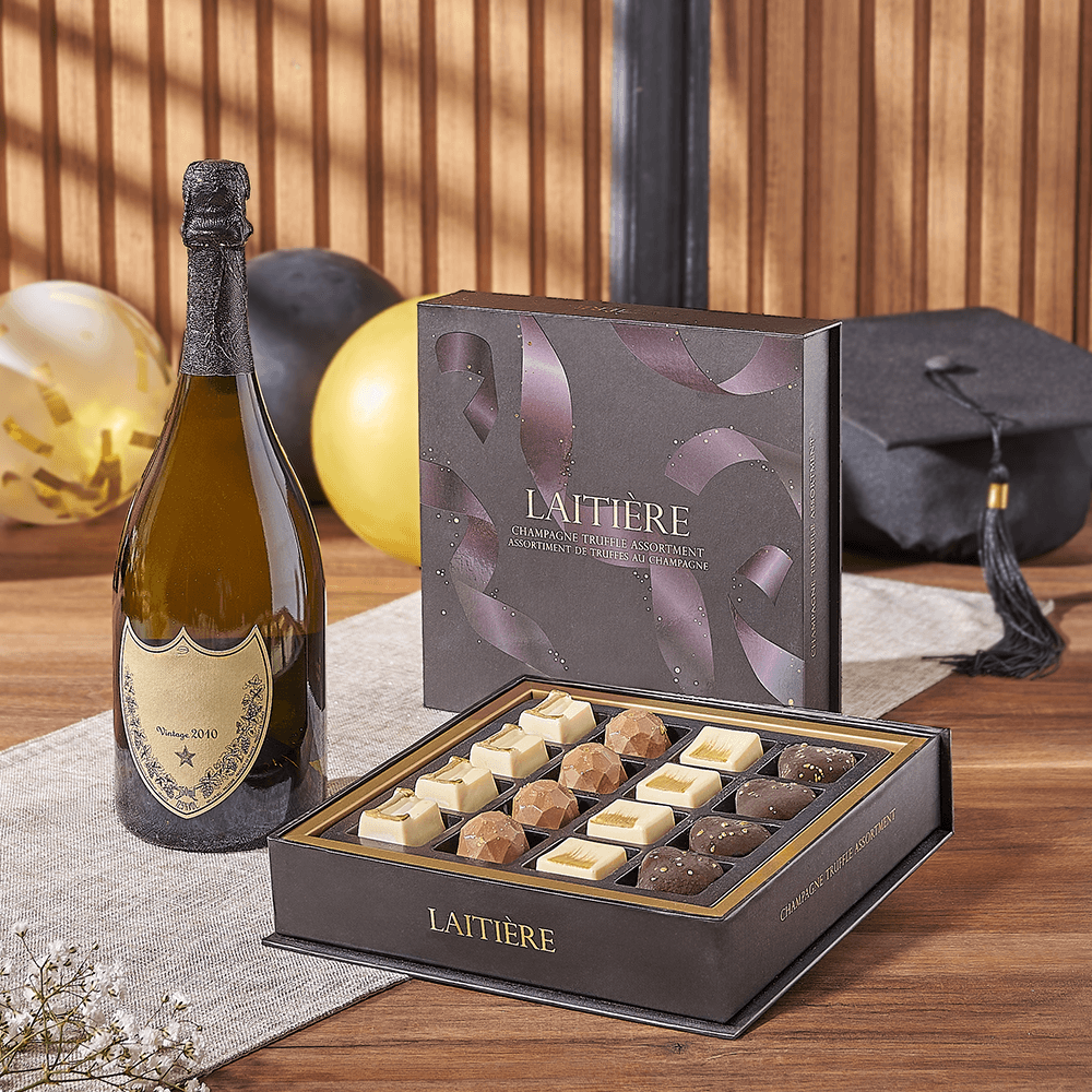 Graduation Champagne &amp; Truffle Gift, graduation gift, graduation, champagne gift, champagne, sparkling wine gift, sparkling wine, chocolate gift, chocolate, Hamilton delivery