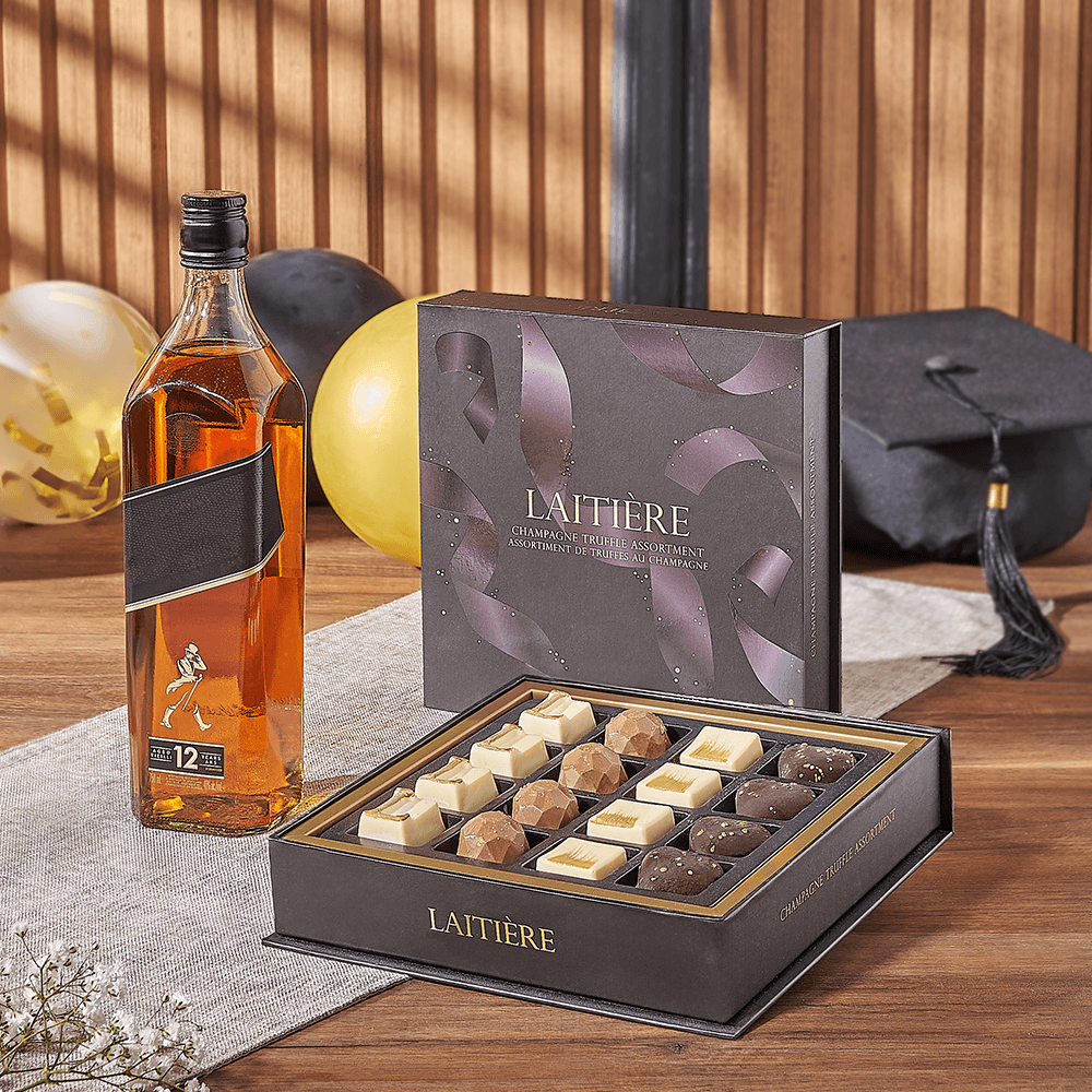Graduation Spirits & Truffle Gift, graduation gift, graduation, liquor gift, liquor, chocolate gift, chocolate, Hamilton delivery