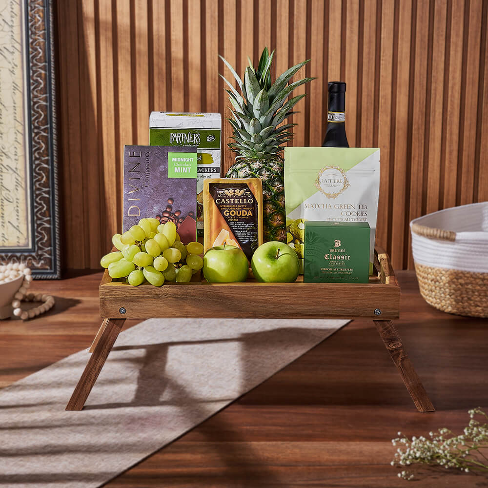 Green & Bountiful Wine Gift Set, wine gift, wine, chocolate gift, chocolate, fruit gift, fruit, Hamilton delivery
