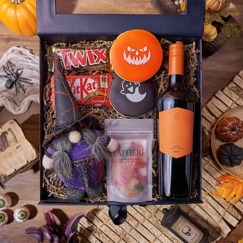 Halloween Wine &amp; Treats Box, wine gift, wine, cookie gift, cookie, halloween gift, halloween, Hamilton delivery