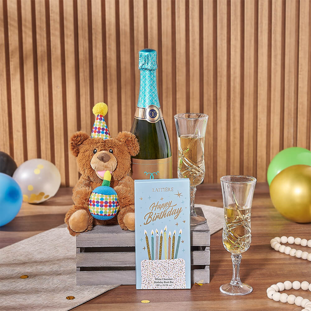 Happy Birthday Champagne &amp; Chocolate Crate, champagne gift, champagne, sparkling wine gift, sparkling wine, birthday gift, birthday, Hamilton delivery