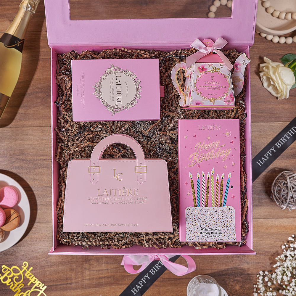 Birthday Strawberry Tea and Chocolate Gift – how the gift is presented