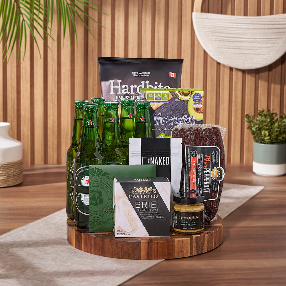 Heineken Beer & Snacks Basket, beer gift, beer, Heineken gift, Heineken, charcuterie gift, charcuterie, Hamilton delivery