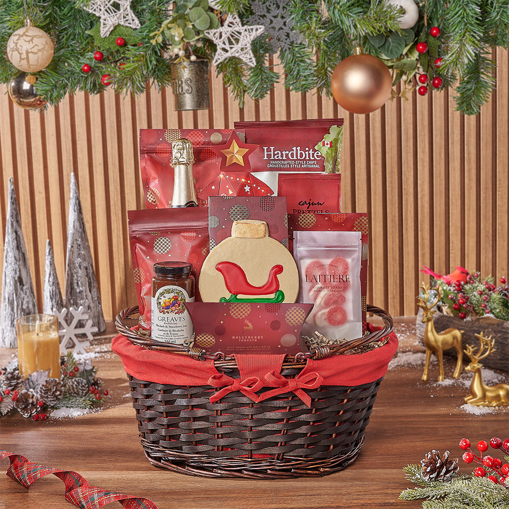 Holiday Champagne &amp; Snack Basket, champagne gift, champagne, sparkling wine gift, sparkling wine, christmas gift, christmas, Hamilton delivery