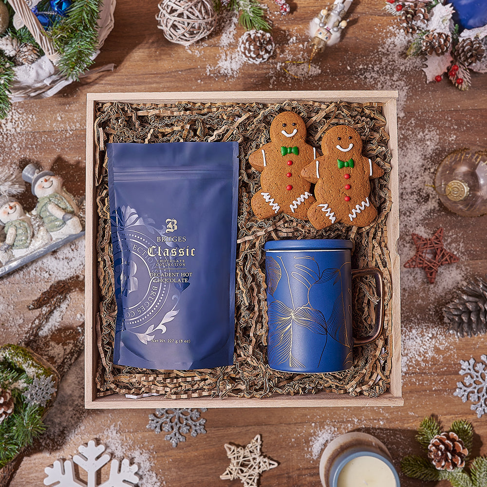 Holiday Hot Chocolate &amp; Treats Basket, hot chocolate gift, hot chocolate, cookie gift, cookie, christmas gift, christmas, Hamilton delivery 