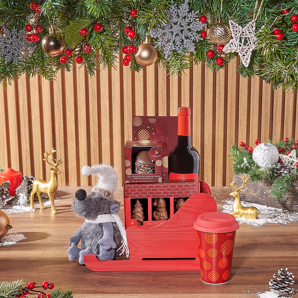 Holiday Wine Basket – how the gift is presented