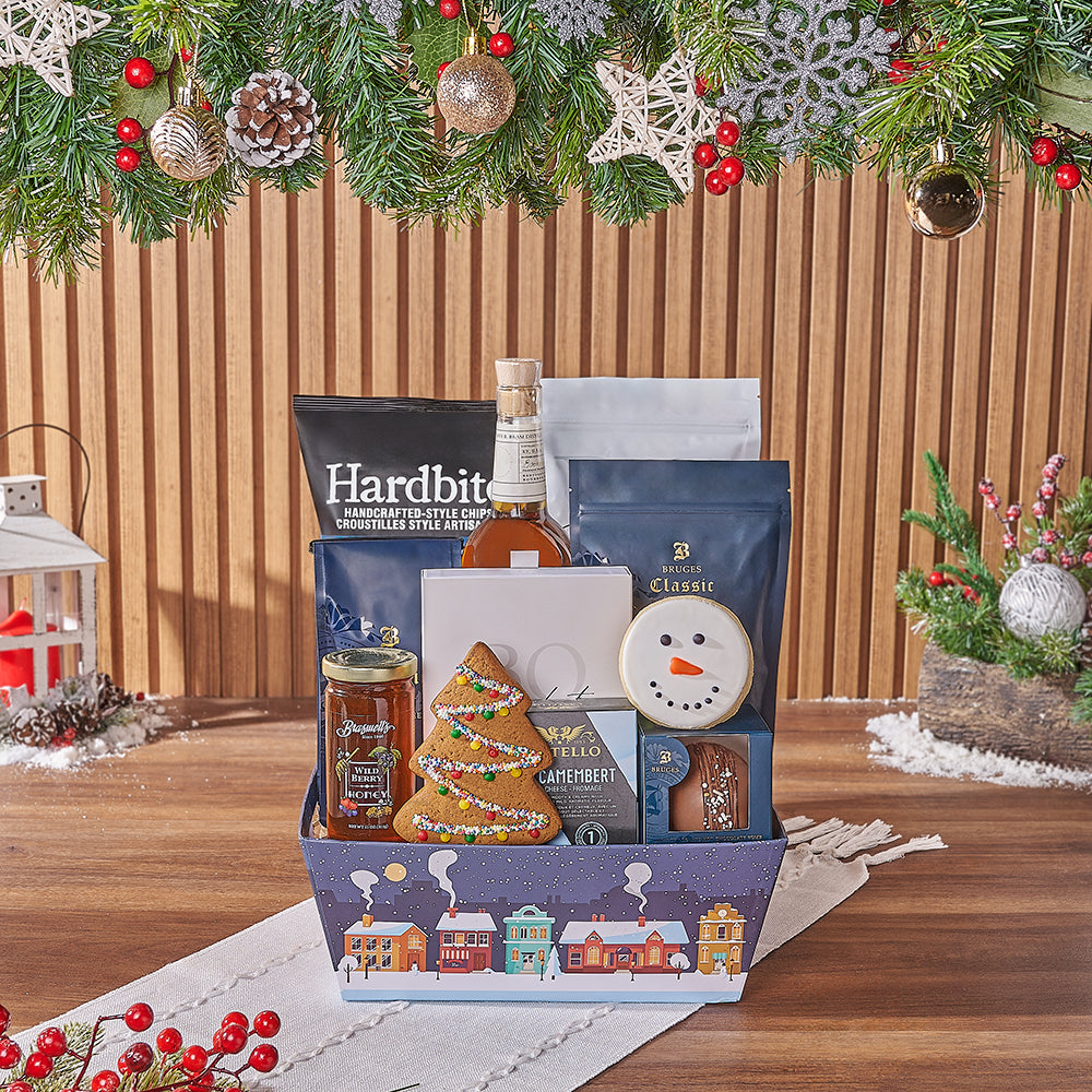 Holiday Snack Smorgasbord with Liquor, liquor gift, liquor, chocolate gift, chocolate, cookie gift, cookie, chocolate gift, chocolate, Hamilton delivery