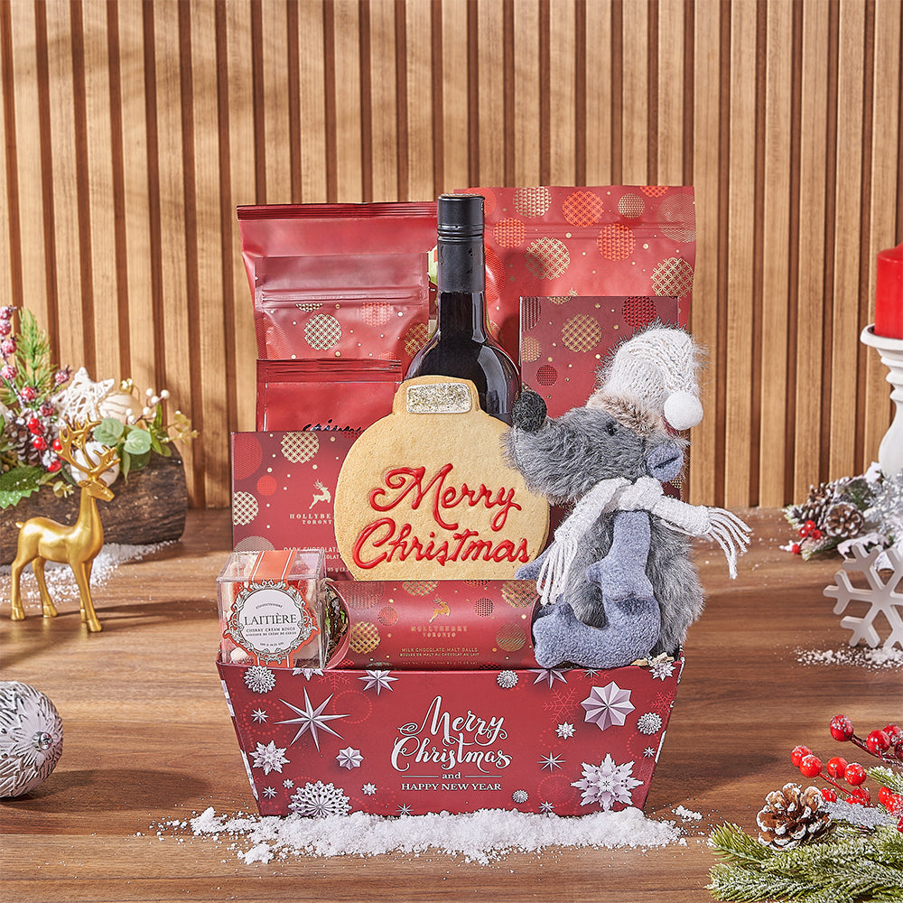 Holiday Treats &amp; Wine Gift Basket, wine gift, wine, chocolate gift, chocolate, christmas gift, christmas, holiday gift, holiday, Hamilton delivery