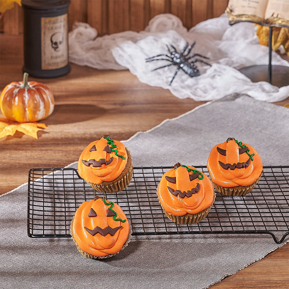 Jack-o-Lantern Cupcakes, pumpkin spice cupcake gift, pumpkin spice cupcake, cupcake gift, cupcake, halloween gift, halloween, Hamilton delivery