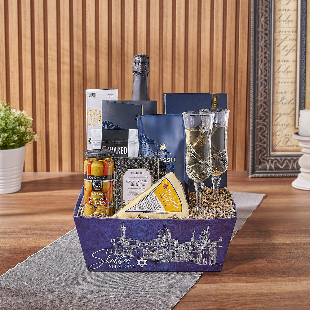 Kosher Champagne &amp; Cheese Basket from Hamilton Baskets - Champagne Gift Set - Hamilton Delivery