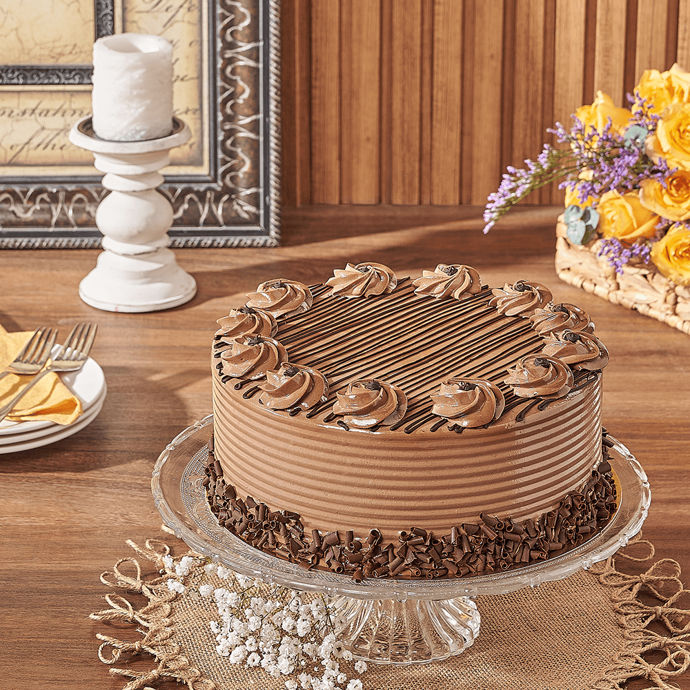 Custom Diwali Gift Basket - Large Hazelnut Chocolate Cake
