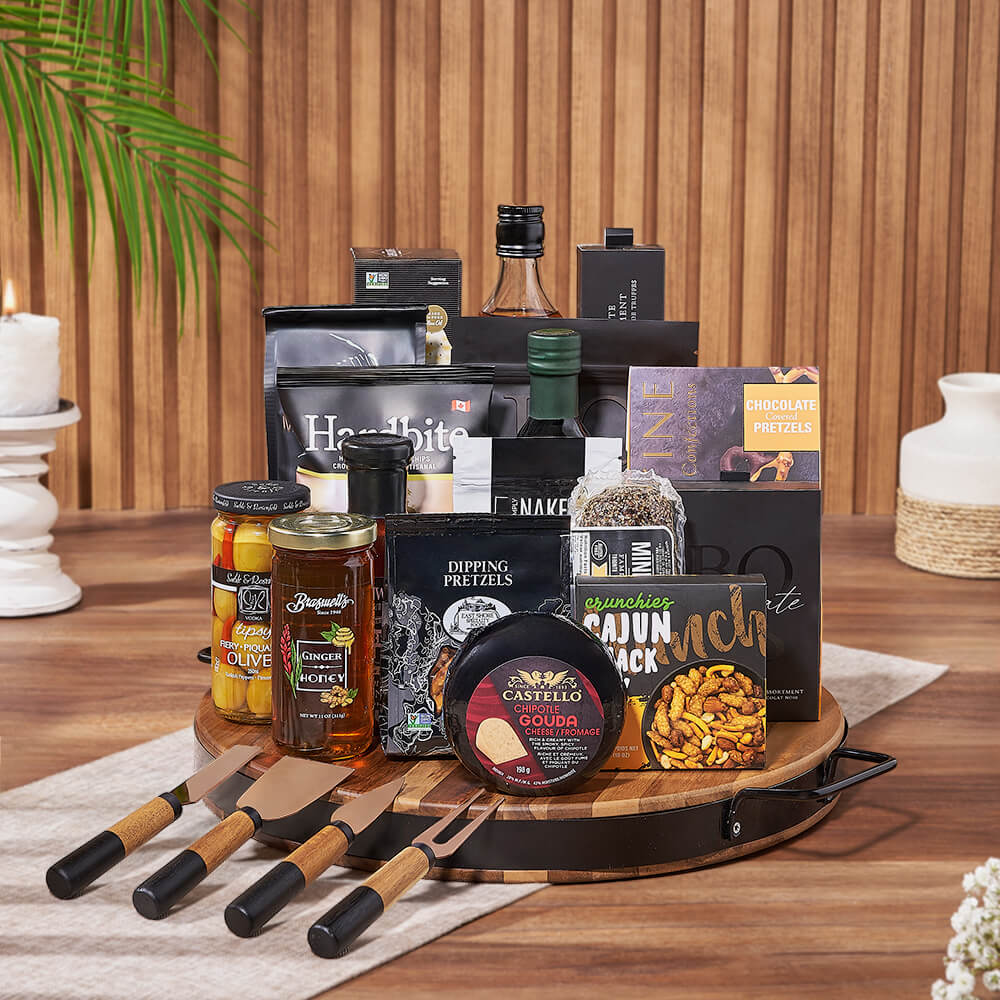 Liquor & Cheese Platter Gift Set, liquor gift, liquor, coffee gift, coffee, charcuterie gift, charcuterie, Hamilton delivery