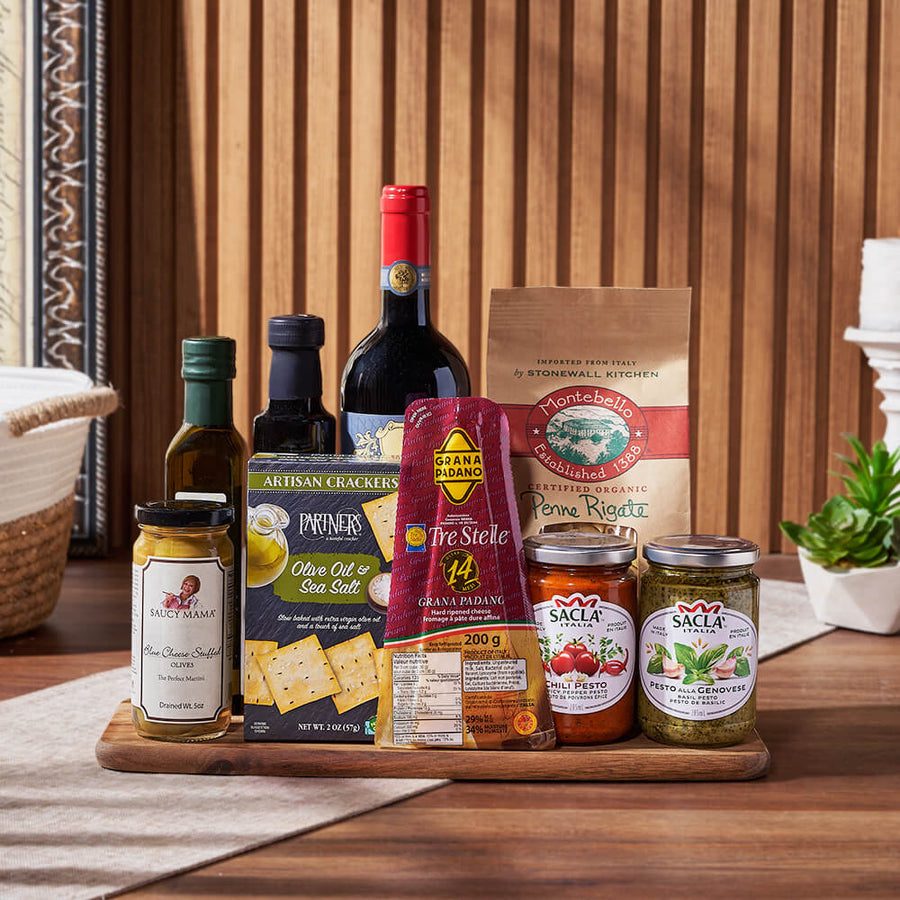 Little Italy Wine Basket, wine gift, wine, pasta gift, pasta, gourmet gift, gourmet, Hamilton delivery