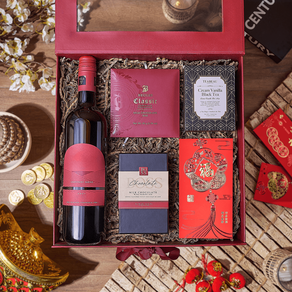 Lunar New Year Wine & Tea Box, wine gift, wine, chinese new year gift, chinese new year, lunar new year gift, lunar new year, Hamilton delivery