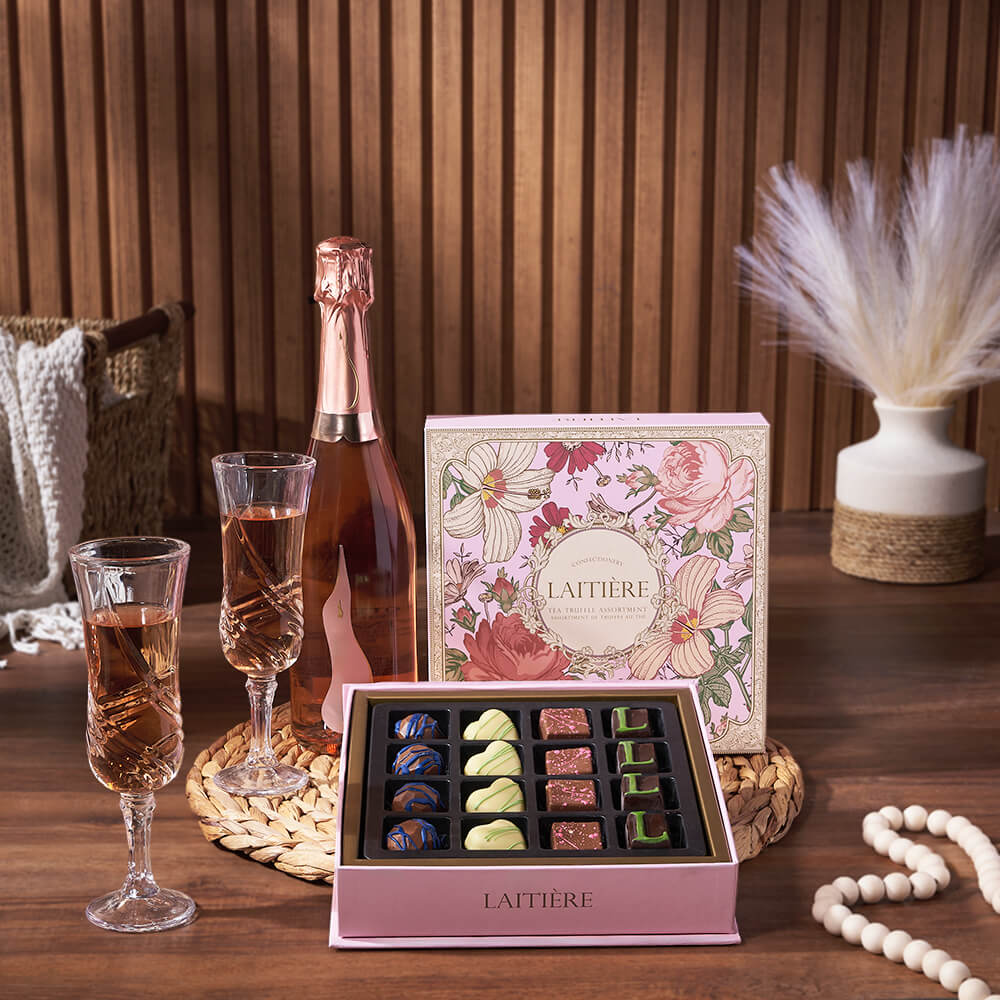 Luxe Treasures & Champagne Gift, champagne gift, champagne, sparkling wine gift, sparkling wine, chocolate gift, chocolate, mothers day gift, mothers day, Hamilton delivery