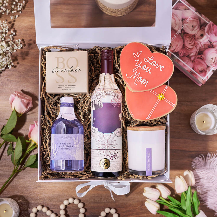 Luxurious Mother’s Day Spa Gift Box, mothers day gift, mothers day, spa gift, spa, wine gift, wine, bath & body gift, bath & body, Hamilton delivery
