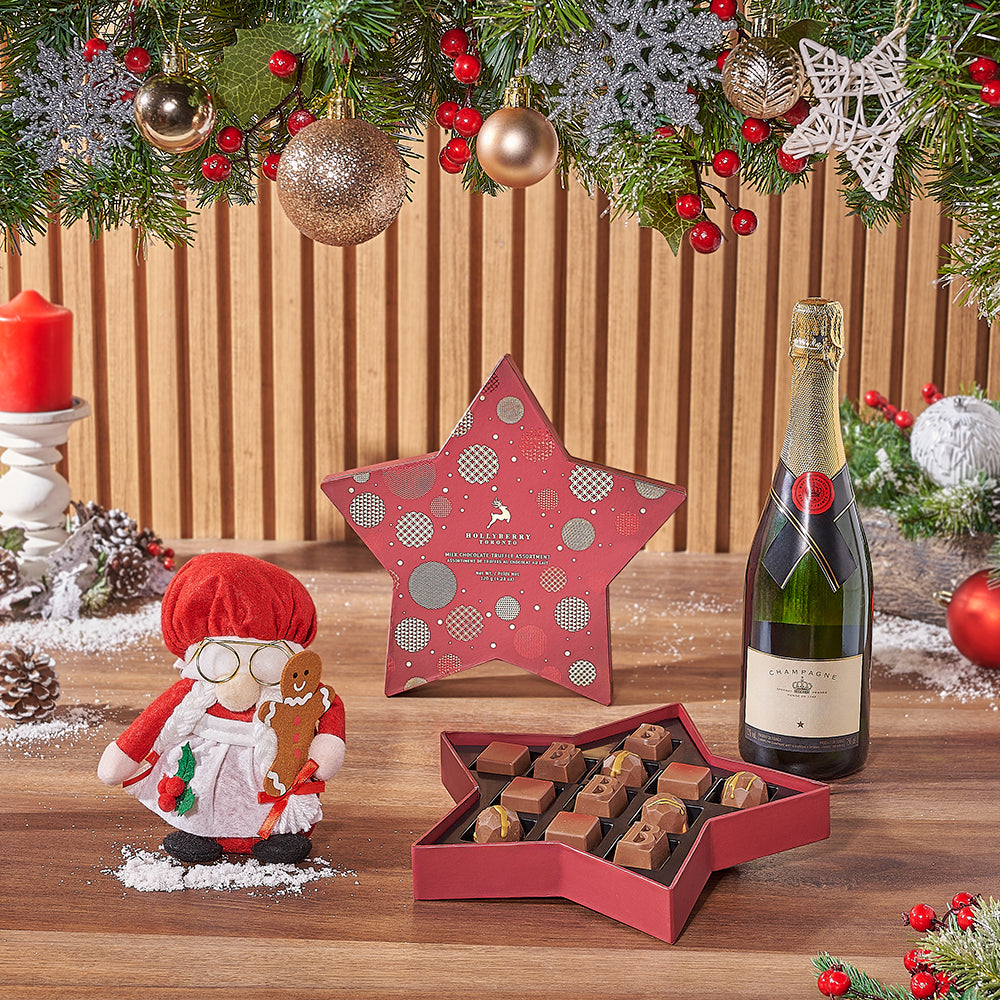 Mrs. Claus Champagne & Chocolate Gift Set, Christmas gift, Christmas, chocolate gift, chocolate, Hamilton delivery