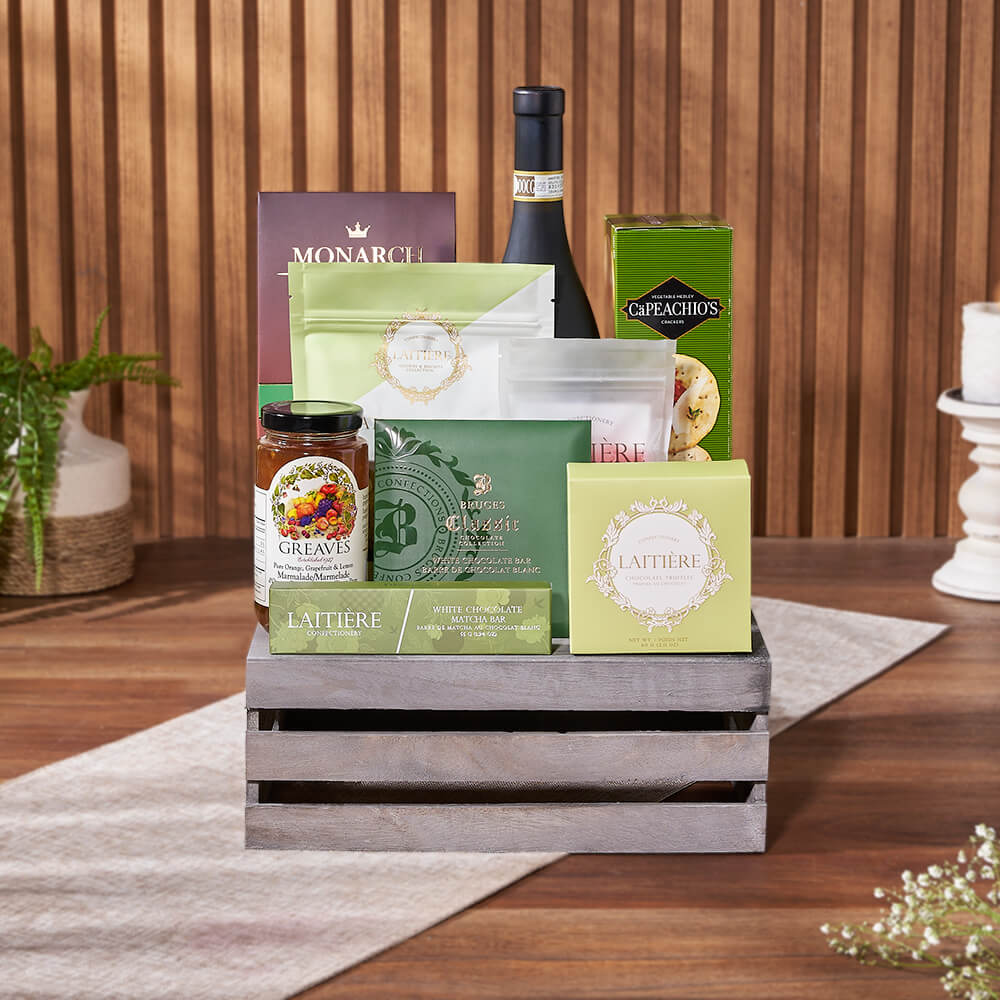 Oakridge Wine &amp; Snack Gift Crate, wine gift, wine, chocolate gift, chocolate, cookie gift, cookie, Hamilton delivery
