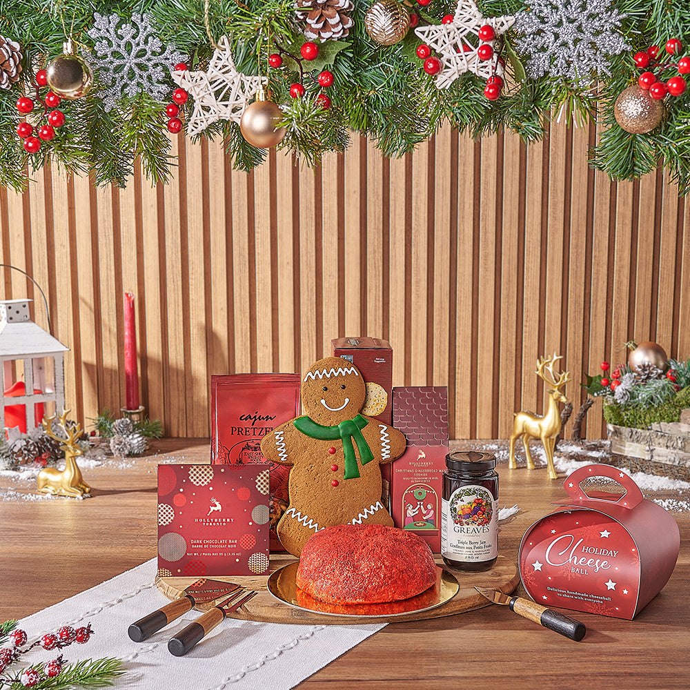 Holiday Cheese Ball Gift Basket – how the gift is presented