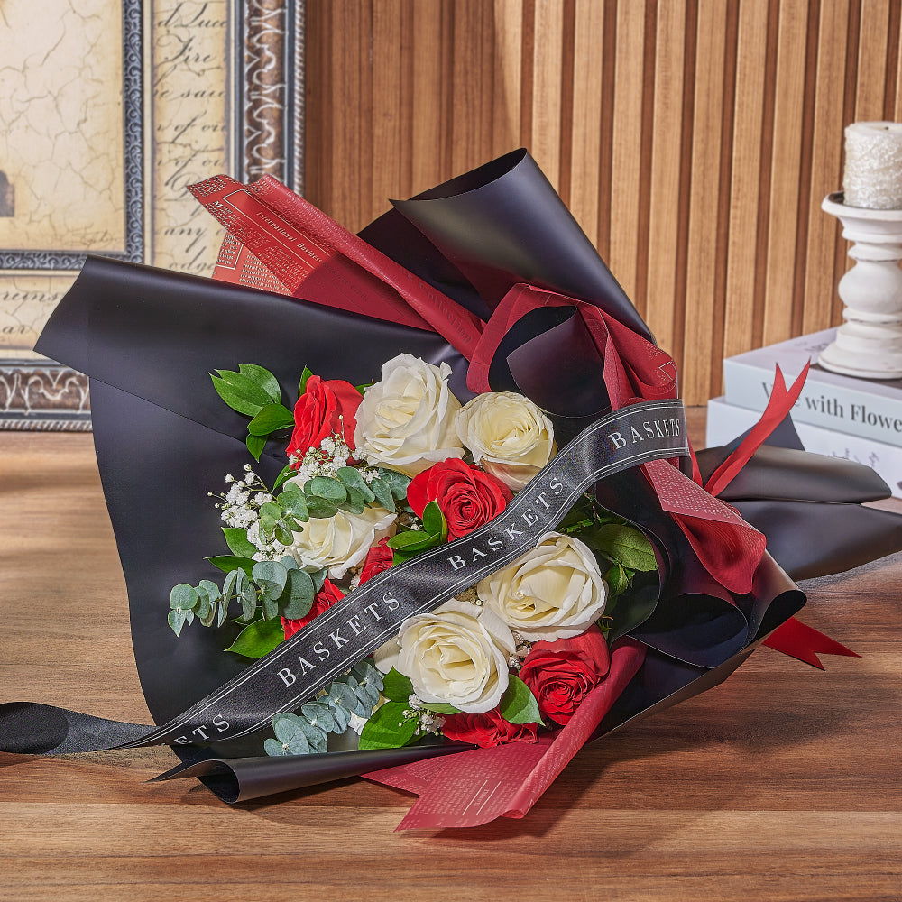 Red &amp; White Rose Bouquet, rose gift, rose, flower gift, flower, bouquet gift, bouquet, Hamilton delivery