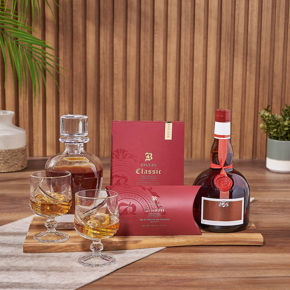 Refined Decanter &amp; Liquor Gift Set, liquor gift, liquor, decanter gift, decanter, chocolate gift, chocolate, Hamilton delivery