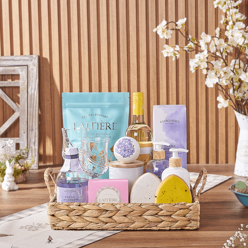 Relaxing Easter Spa & Wine Gift, spa gift, spa, wine gift, wine, easter gift, easter, Hamilton delivery