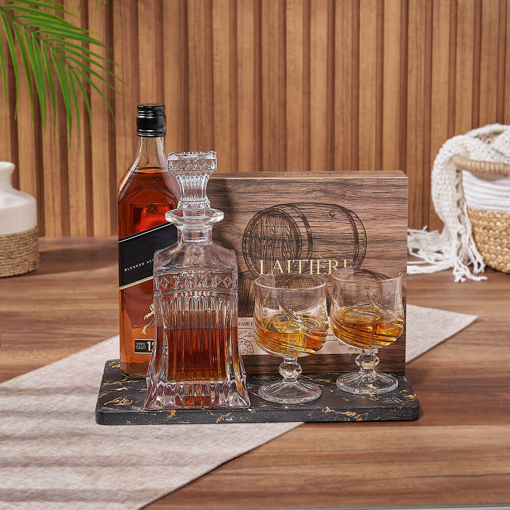 Snifter Glasses and Whiskey Gift Basket – how the gift is presented