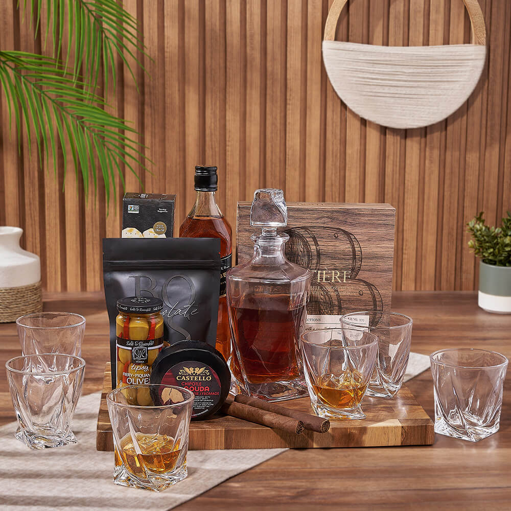 Royal Cigar & Liquor Gift Set, liquor gift, liquor, cigar gift, cigar, decanter gift, decanter, Hamilton delivery