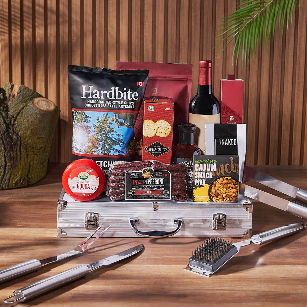 Smokin’ BBQ Grill Gift Set with Wine, wine gift, wine, grilling gift, grilling, charcuterie gift, charcuterie, cheese gift, cheese, Hamilton delivery